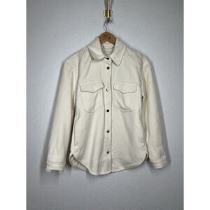 Abercrombie Fitch Jacket Button Front Shacket Women Small Cream Flap Pockets